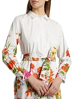 The Juliana Sky Jardin Floral Cotton Poplin Shirtdress