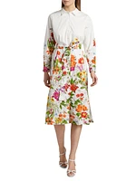 The Juliana Sky Jardin Floral Cotton Poplin Shirtdress