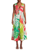 Usami Printed Plunging V-Neck Maxi Dress