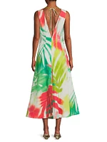 Usami Printed Plunging V-Neck Maxi Dress