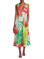 Usami Printed Plunging V-Neck Maxi Dress