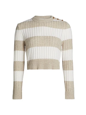 Alfeo Striped Wool-Cashmere Crop Sweater