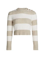 Alfeo Striped Wool-Cashmere Crop Sweater