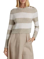 Alfeo Striped Wool-Cashmere Crop Sweater