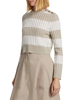 Alfeo Striped Wool-Cashmere Crop Sweater