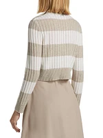 Alfeo Striped Wool-Cashmere Crop Sweater