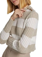 Alfeo Striped Wool-Cashmere Crop Sweater
