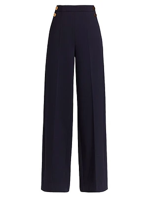 Polonia Stretch-Wool Wide-Leg Pants