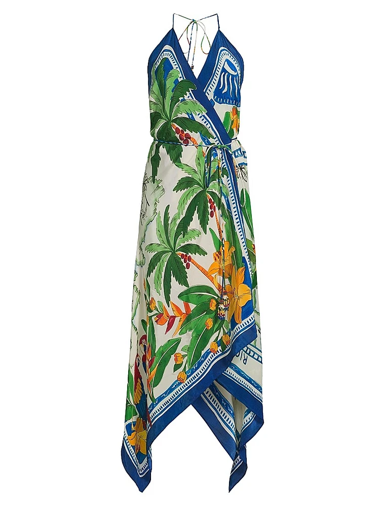 Tropical Destination Handkerchief Cover-Up Maxi Dress