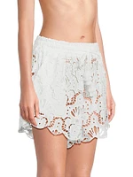 Seashell Eyelet Cotton Cover-Up Shorts