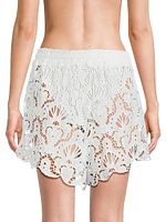 Seashell Eyelet Cotton Cover-Up Shorts