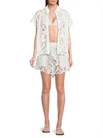 Seashell Eyelet Cotton Cover-Up Shorts