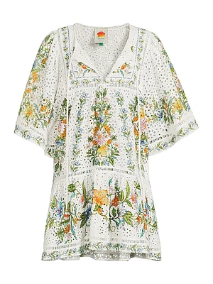 Sweet Bloom Bouquet Eyelet Cotton Cover-Up