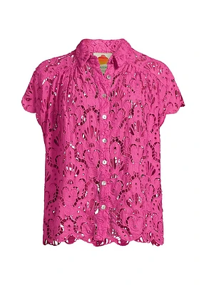 Seashell Guipure Cover-Up Shirt