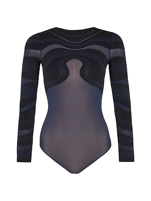 Seductive Swirls Sheer Long-Sleeved Bodysuit
