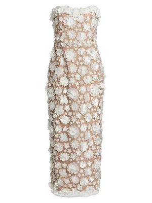 Bluebell Floral Appliqué Midi-Dress