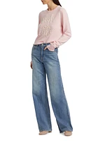 Embroidered Cashmere Crewneck Sweater