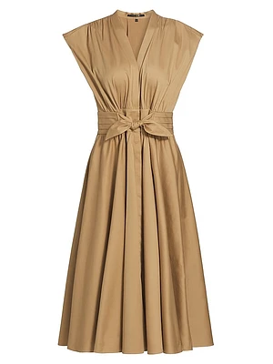 Kiernan Cotton-Blend Tie-Waist Midi-Dress