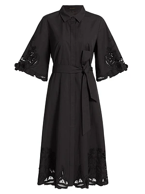 Monty Cotton Poplin Tie-Waist Midi-Shirtdress