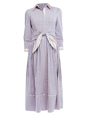 Clarice Striped Cotton Midi-Dress