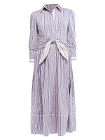 Clarice Striped Cotton Midi-Dress