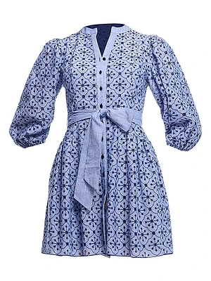 Rainey Linen & Cotton Tie-Waist Minidress