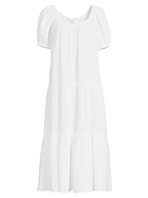Zemimi Crinkled Cover-Up Midi-Dress