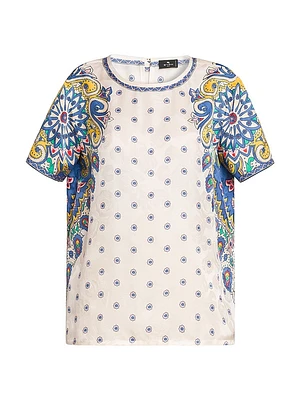 Medallion Short-Sleeve Blouse