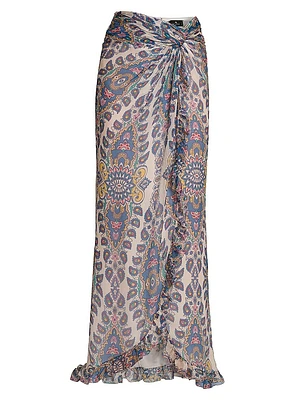 Medallion Chiffon Ruffle Maxi Skirt