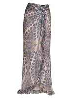 Medallion Chiffon Ruffle Maxi Skirt