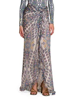 Medallion Chiffon Ruffle Maxi Skirt
