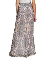 Medallion Chiffon Ruffle Maxi Skirt