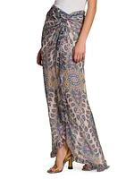Medallion Chiffon Ruffle Maxi Skirt