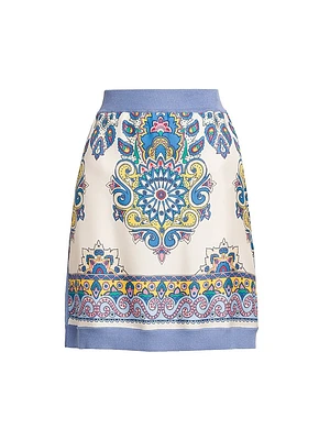 Medallion Silk Miniskirt