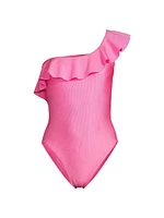 Ruffled One-Shoulder One-Piece Swimsuit