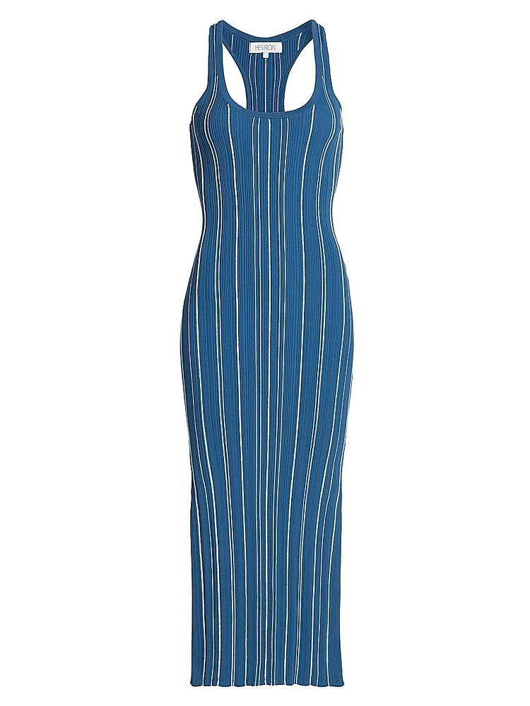 Rose Sapphire Stripe Midi-Dress