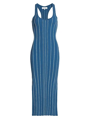 Rose Sapphire Stripe Midi-Dress