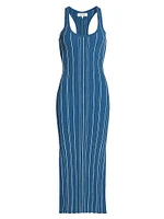 Rose Sapphire Stripe Midi-Dress