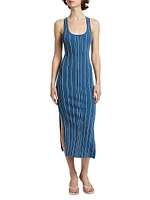 Rose Sapphire Stripe Midi-Dress