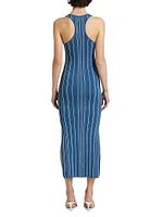 Rose Sapphire Stripe Midi-Dress