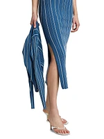 Rose Sapphire Stripe Midi-Dress