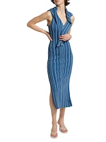 Rose Sapphire Stripe Midi-Dress