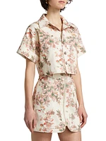 Ellison Floral Button-Front Crop Top