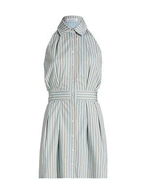 Domino Striped Cotton Sleeveless Minidress