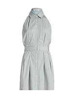Domino Striped Cotton Sleeveless Minidress