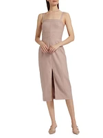Linen Embroidered Midi-Dress