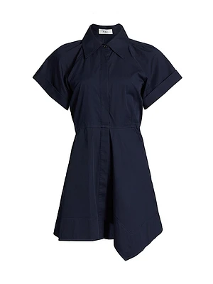 Julie Asymmetric Cotton Mini-Shirtdress