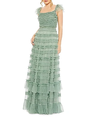 Tiered Ruffle A-Line Gown