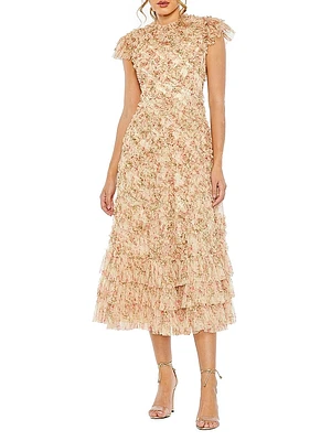 Floral Ruffle Cocktail Dress