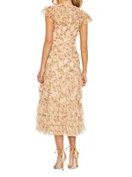 Floral Ruffle Cocktail Dress